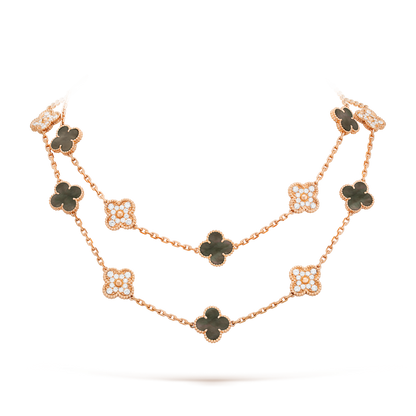 [NOVO]クローバー 20モチーフ ダークモップ ダイヤモンドネックレス