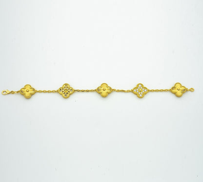 [GALE] CLASH & Clover Laser 5-Motif & LOVE Brushed Bracelet Stack Set