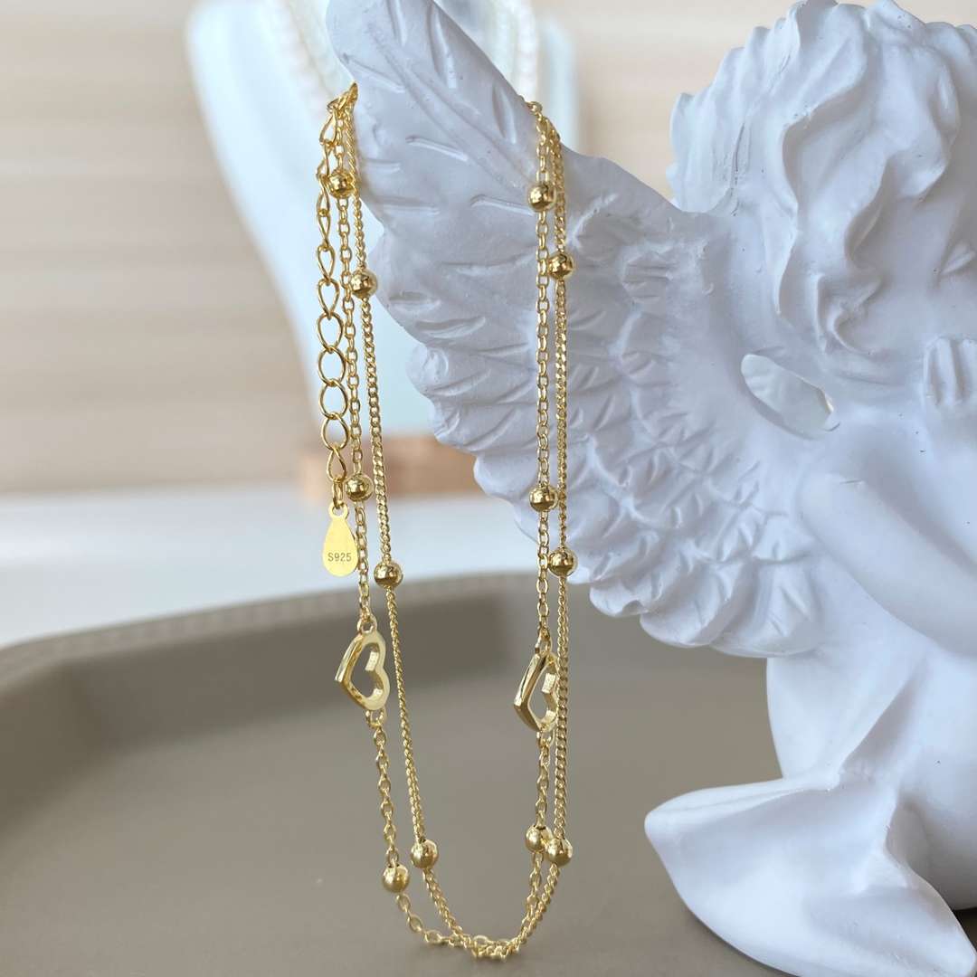 [GALE]Dainty Double Layer Love Heart Bracelet