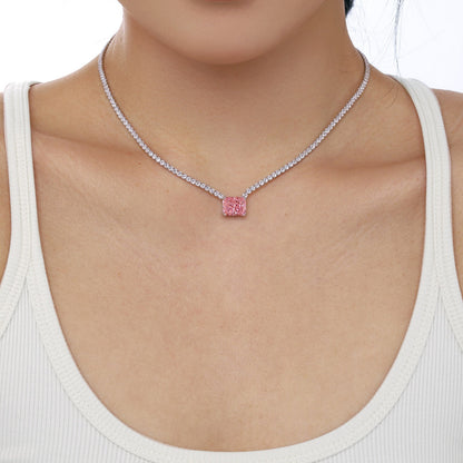 [GALE]4.0 Carat Elegant Radiant Cut Necklace