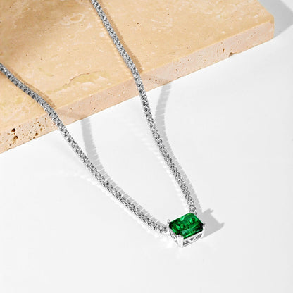 [GALE]4.0 Carat Elegant Radiant Cut Necklace