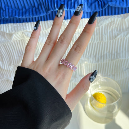 [GALE]Dainty Elongated Cushion Cut Tennis Ring