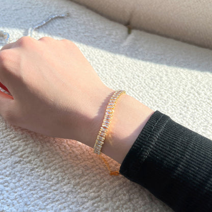 [GALE]Exquisite Emerald Cut Daily Bracelet