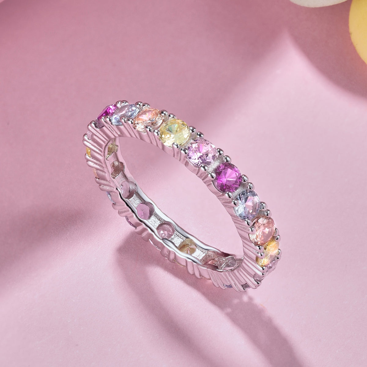 [GALE]Dazzling Lustrous Round Cut Tennis Ring
