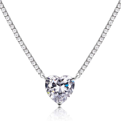 [GALE]8.0 Carat Versatile Colorful Sweet Heart-Shaped Tennis Necklace