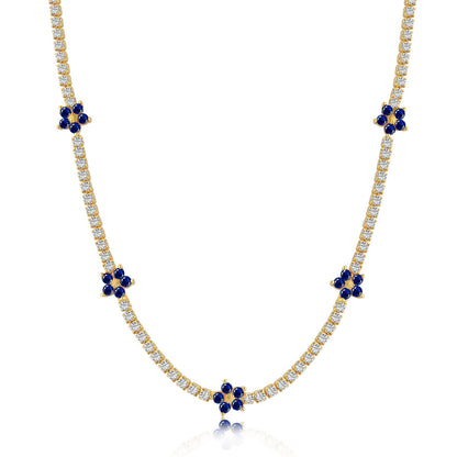 [GALE]Luxurious Colorful Flower Tennis Necklace