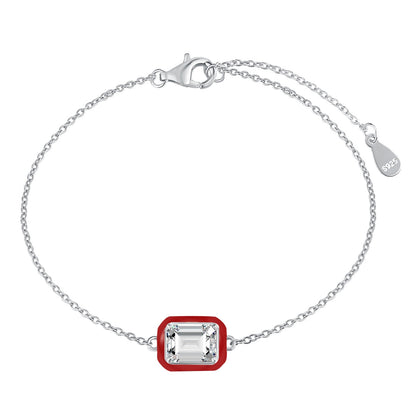 [GALE]2.0 Carat Sparkling Colorful Emerald Cut Daily Bracelet