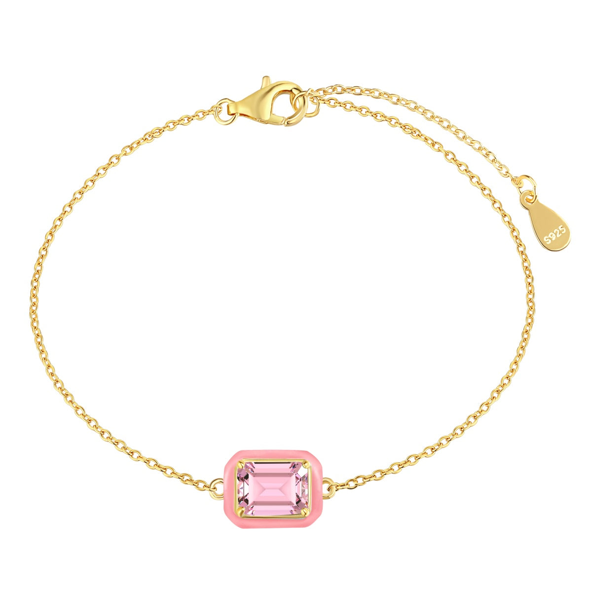 [GALE]2.0 Carat Sparkling Colorful Emerald Cut Daily Bracelet