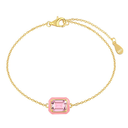 [GALE]2.0 Carat Sparkling Colorful Emerald Cut Daily Bracelet