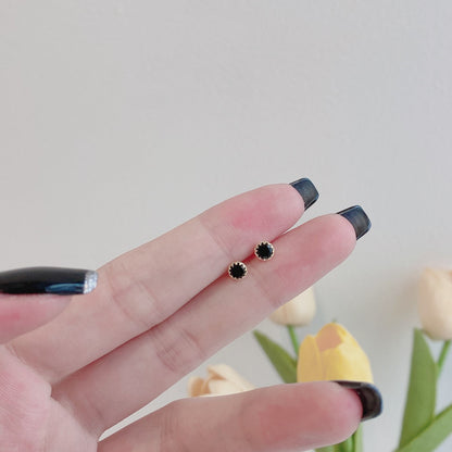 [GALE]Sparkling Colorful Round Shape Earrings