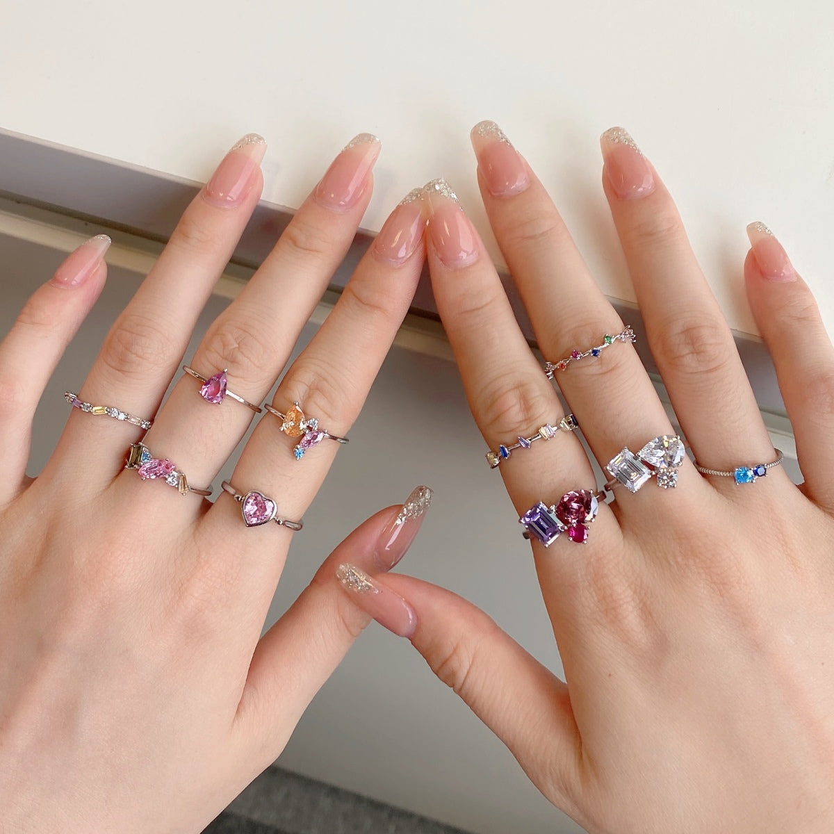 [GALE]Radiant Colorful Round Cut Daily Ring