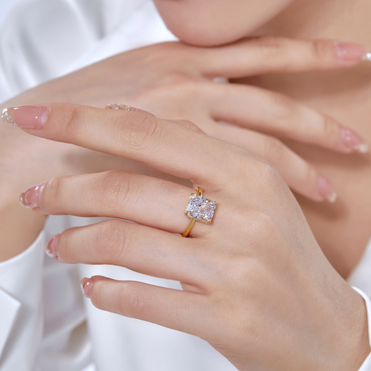 [GALE]4.0 Carat Ornate Enchanting Radiand Cut Banquet Ring