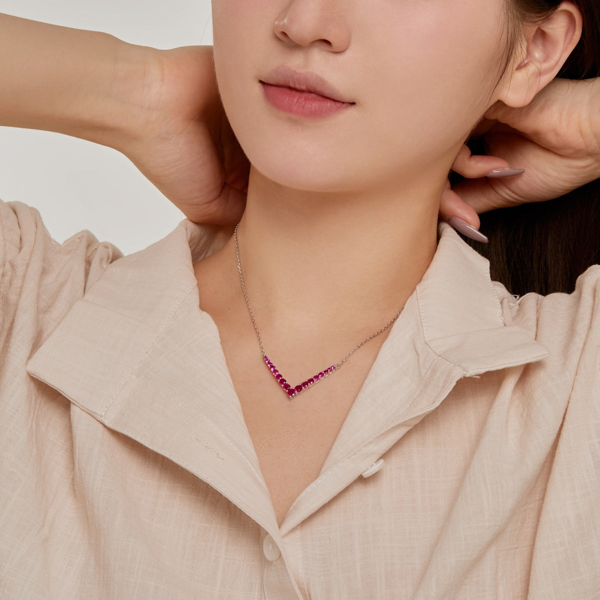 [GALE]Ornate Round Cut Necklace