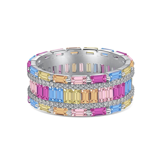 [GALE]Dazzling Colorful Radiant Cut Party Ring