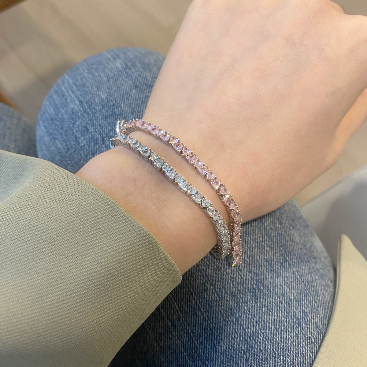[GALE]Dazzling Romantic Heart Shape Lover Bracelet