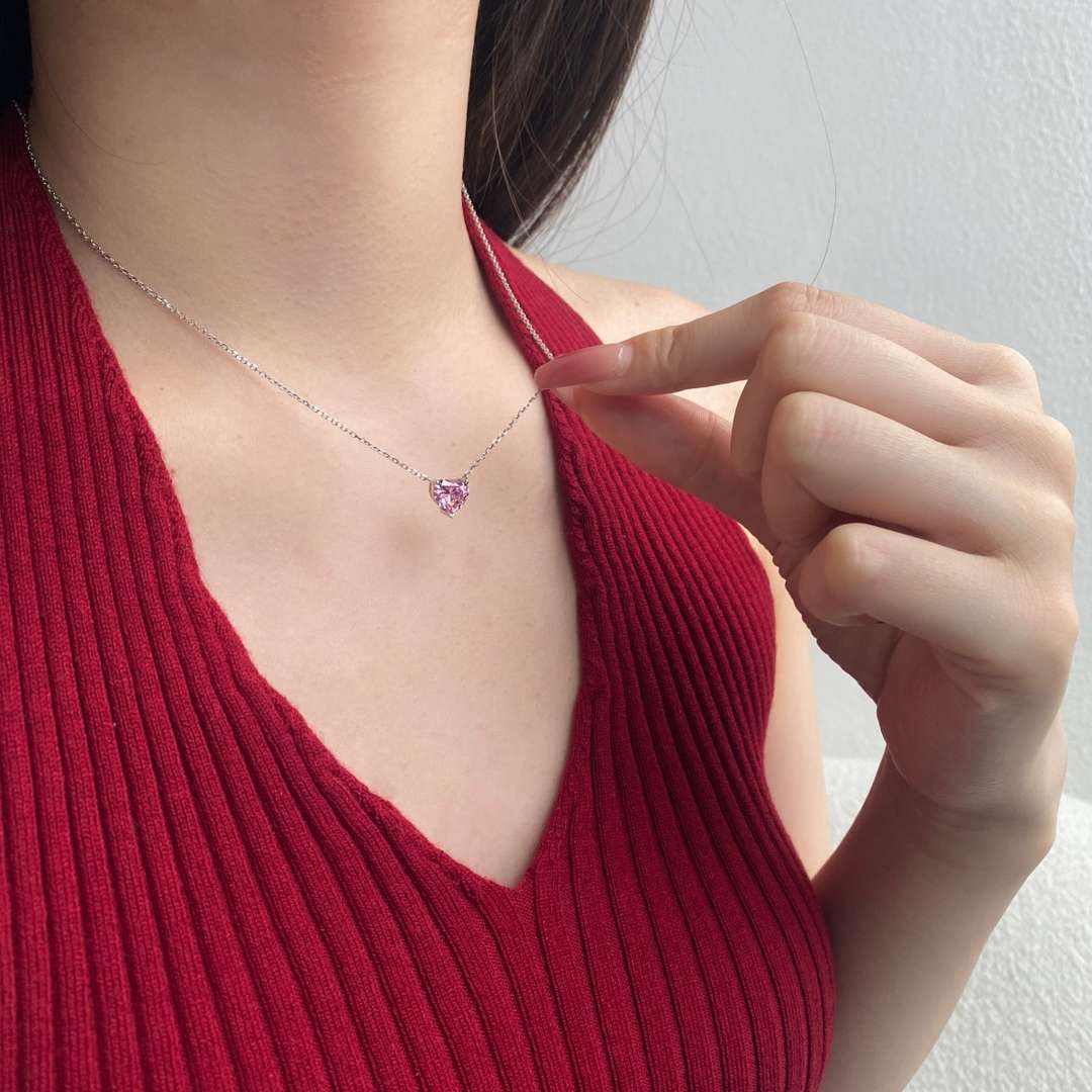 [GALE]6.0 carat Radiant Heart Shape Necklace