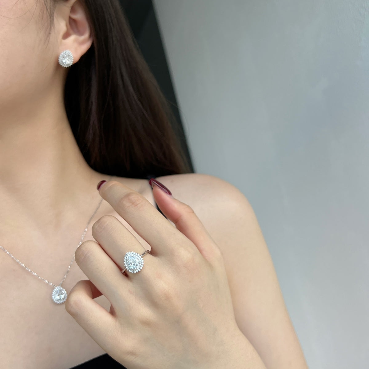 [GALE]Delicate Gorgeous Pear Cut Daily Earrings