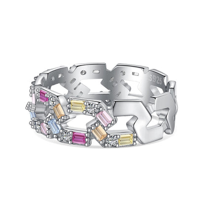 [GALE]Sparkling Vibrant Emerald Cut Daily Ring