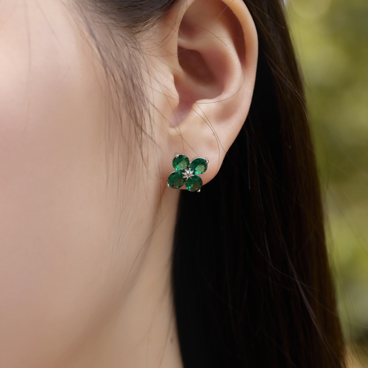 [GALE]Four-Leaf Clover Eight-Pointed Star Earrings