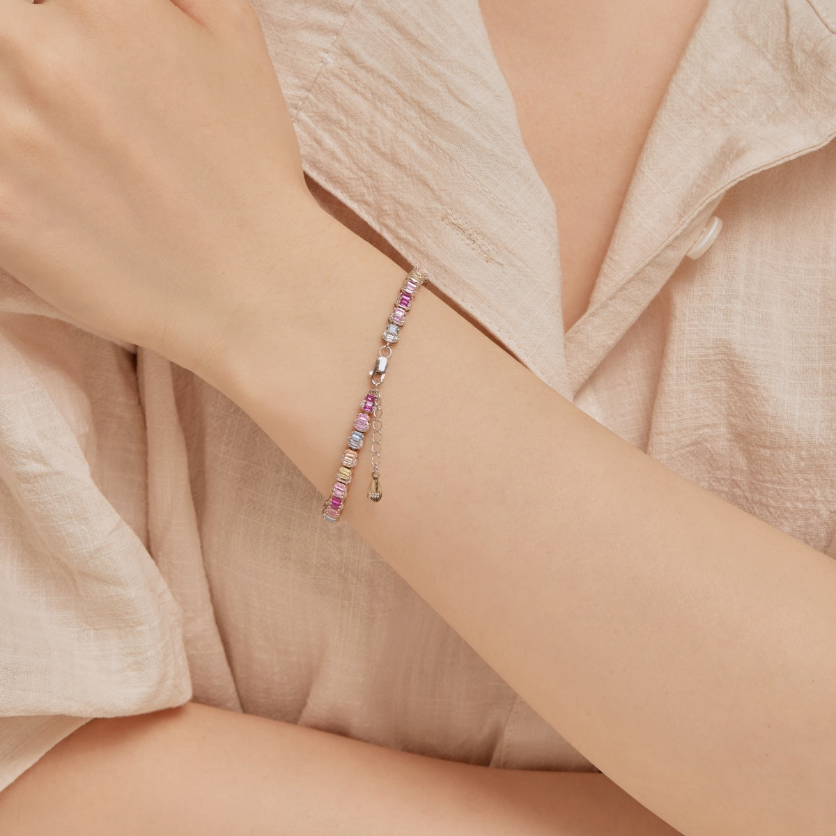 [GALE]Delicate Colorful Emerald Cut Party Bracelet