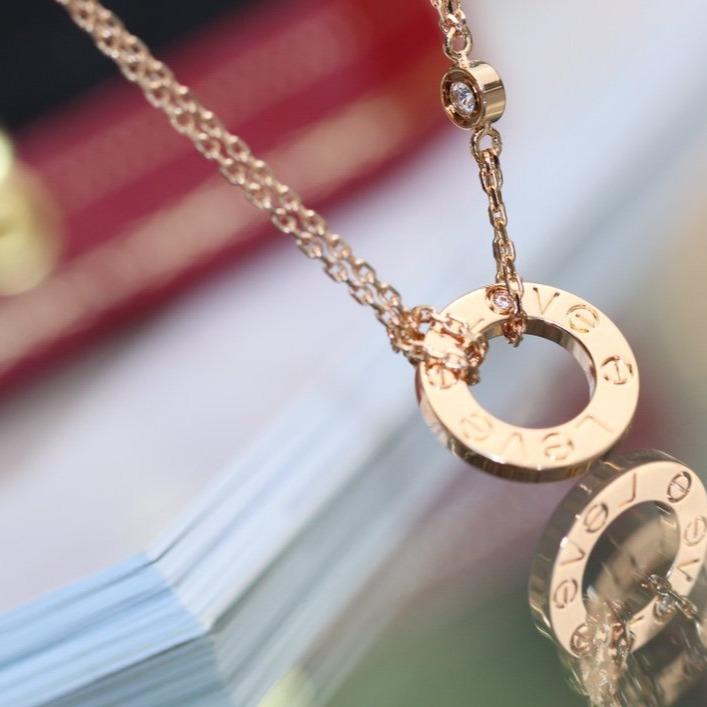 [GALE]LOVE NECKLACE ADJUSTABLE ROSE GOLD 2 DIAMOND