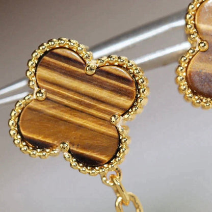 [GALE]CLOVER  2 MOTIF  TIGER EYE CARNELIAN EARRINGS