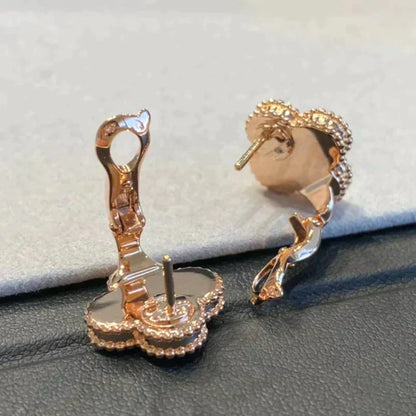 [GALE]CLOVER MEDIUM 1 MOTIFS GRAY MOP  DIAMOND EARRINGS