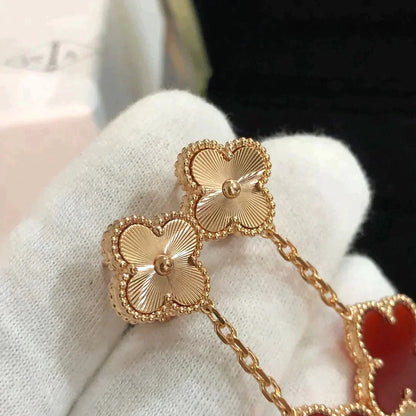 [GALE]CLOVER 2 MOTIF  LASER CARNELIAN EARRINGS