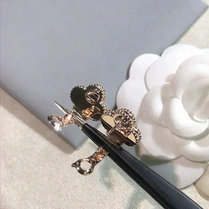 [GALE]CLOVER MEDIUM 1 MOTIFS  PINK MOP DIAMOND EARRINGS