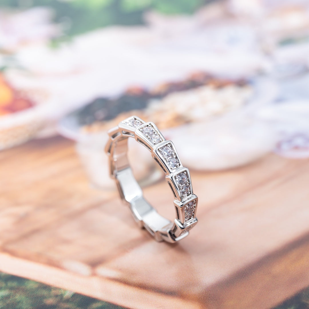 [GALE]SERPENTI RING SILVER DIAMOND PAVED 3MM