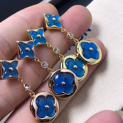 [GALE]STAR AND SUN AGATE DIAMOND EARRINGS