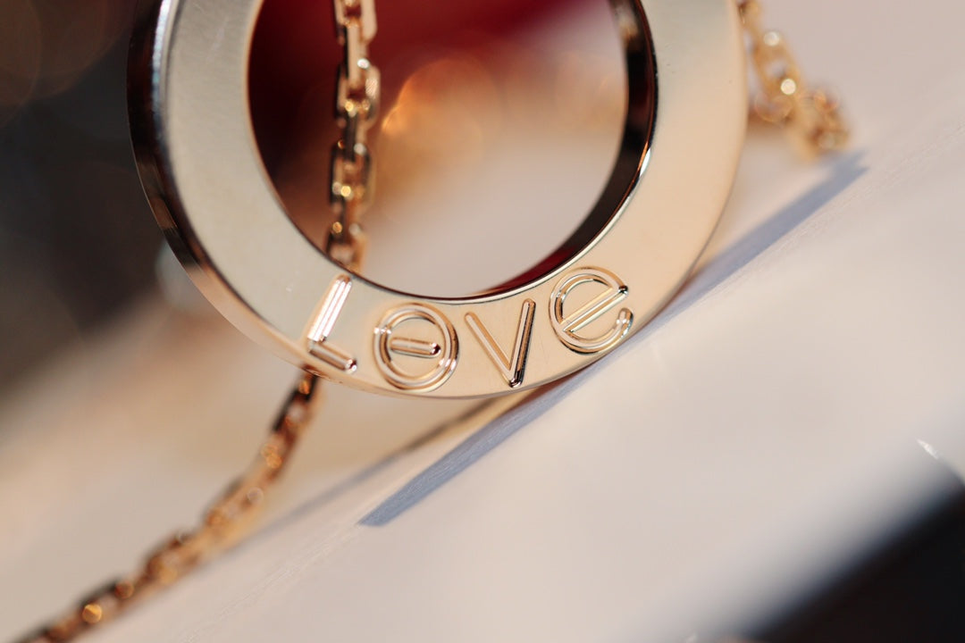 [GALE]LOVE NECKLACE 16MM 6 DIAMONDS PINK GOLD