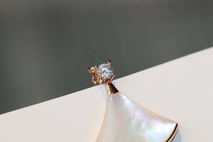 [GALE]DREAM NECKLACE WHITE MOP PINK GOLD 1 DIAMOND