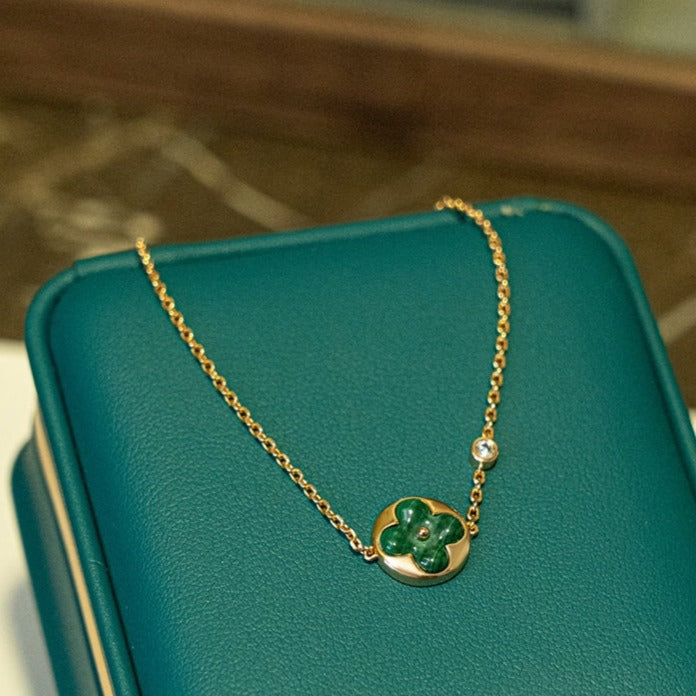 [GALE]SUN MALACHITE 1 DIAMOND PINK GOLD BRACELET