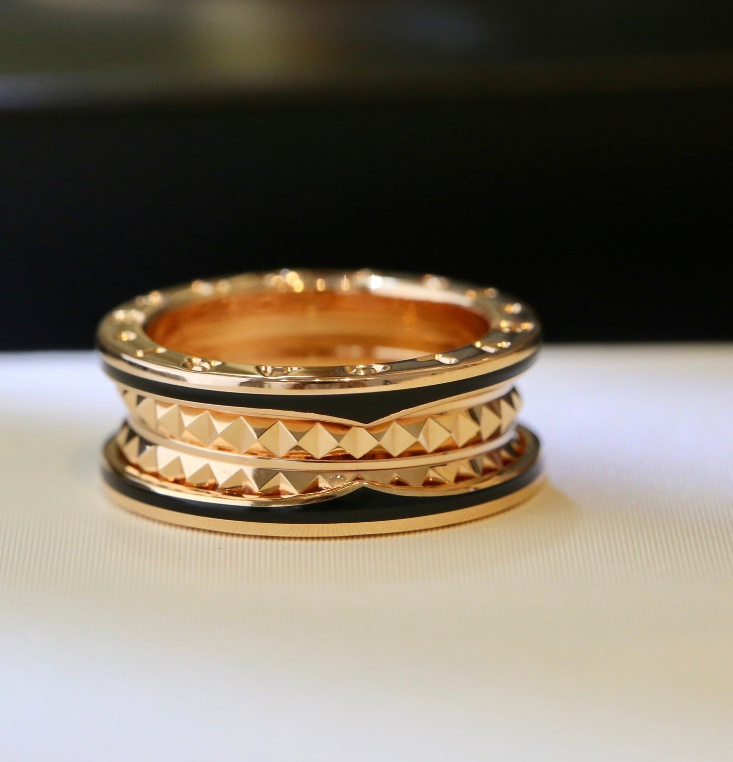 [GALE]ZERO 1 PINK GOLD BLACK CERAMIC RING