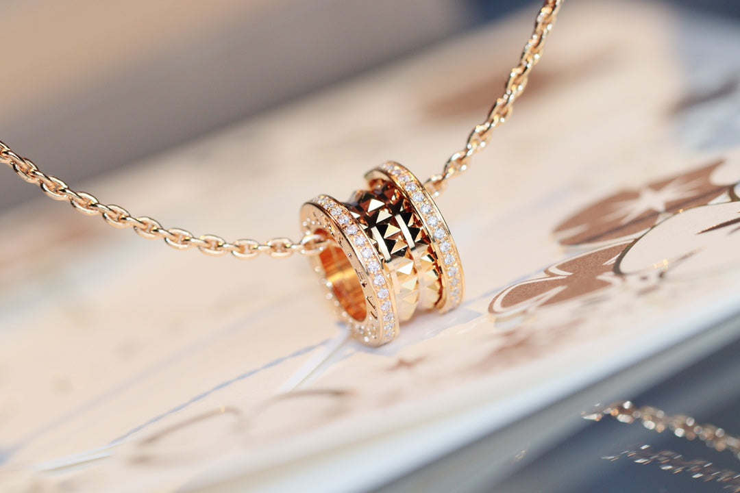 [GALE]ZERO 1 ROCK PEDANT PINK GOLD NECKLACE