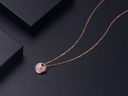 [GALE]AMULETTE ROSE GOLD PINK MOP NECKLACE