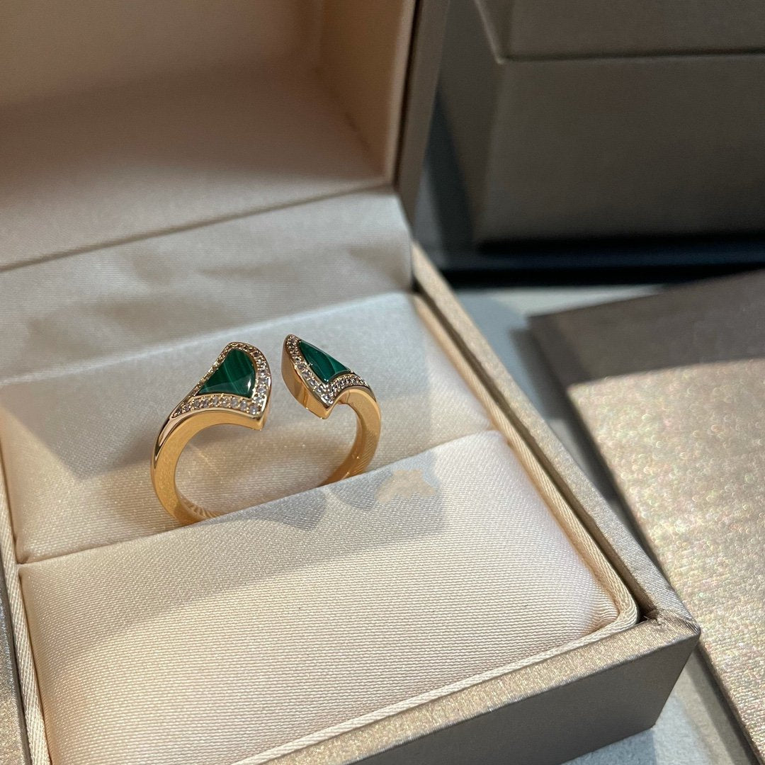 [GALE]DREAM MALACHITE DIAMOND OPEN RING