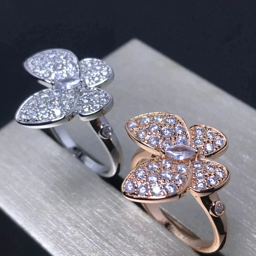 [GALE]BUTTERFLY PINK GOLD DIAMOND RING