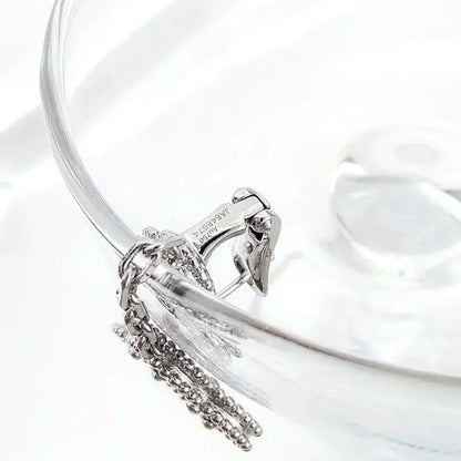 [GALE]CLOVER 2 MOTIFS  DIAMOND ONYX EARRINGS SILVER