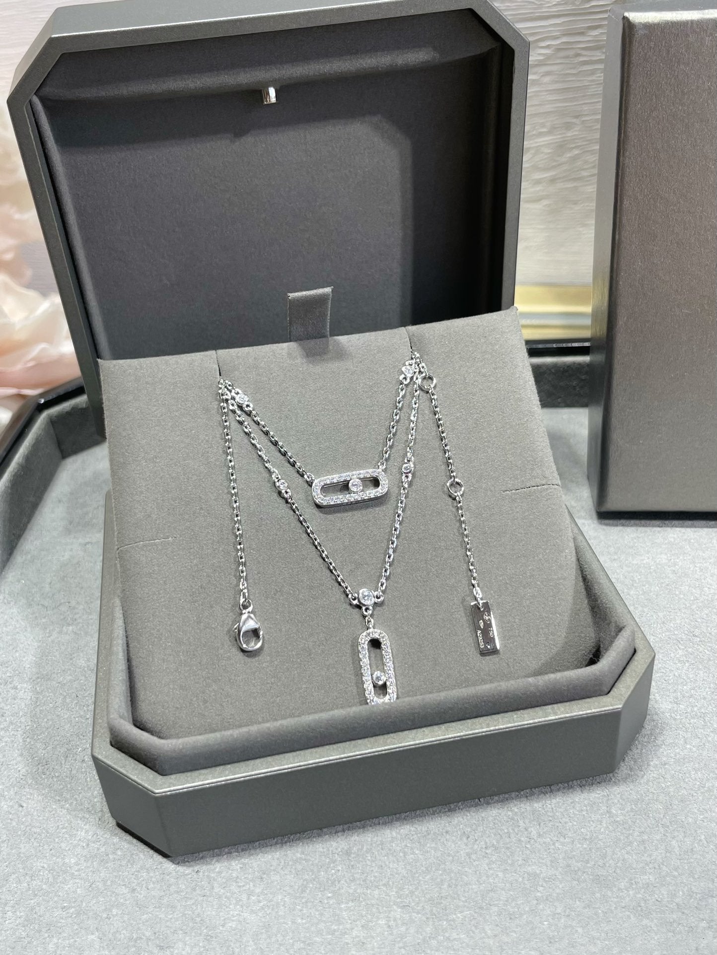 [GALE]MOVE 2 ROW DIAMOND NECKLACE