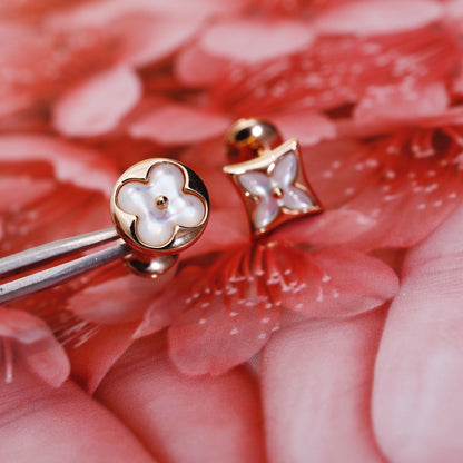 [GALE]STAR AND SUN PINK GOLD MOP STUD EARRINGS