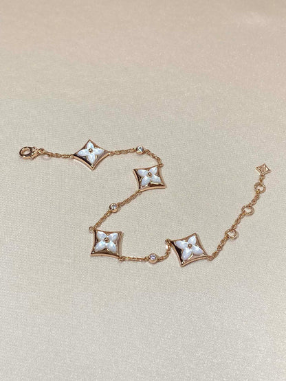 [GALE]STAR 4 MOTIF MOP DIAMOND PINK GOLD BRACELET