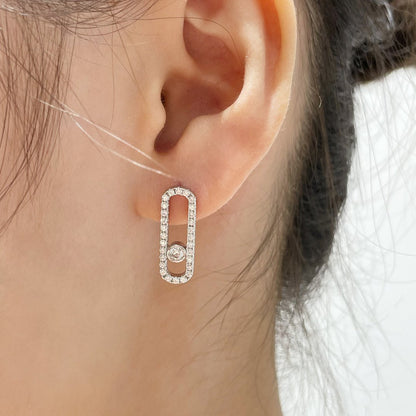 [GALE]MOVE UNO STUD DIAMOND PAVED EARRINGS