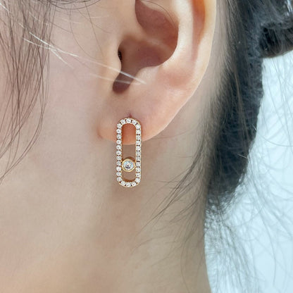 [GALE]MOVE UNO STUD DIAMOND PAVED EARRINGS
