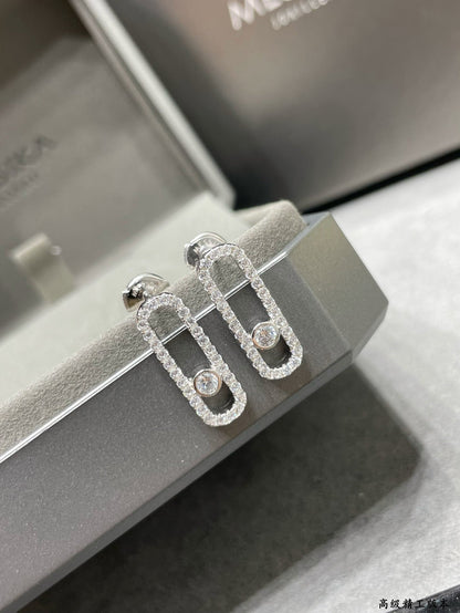 [GALE]MOVE UNO STUD DIAMOND PAVED EARRINGS