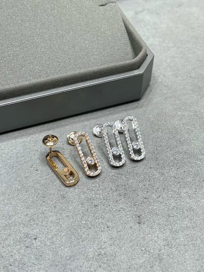 [GALE]MOVE UNO STUD DIAMOND PAVED EARRINGS