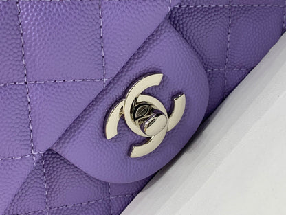 MINI SQUARE FLAP BAG 17CM PURPLE CAVIAR SILVER HARDWARE