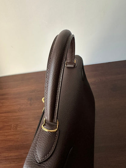 HM KELLY 28CM CHOCOLATE TOGO GOLD HARDWARE