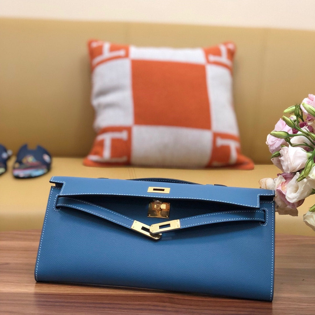 HM Kelly Cut 31cm Blue Swift Leather Ghw